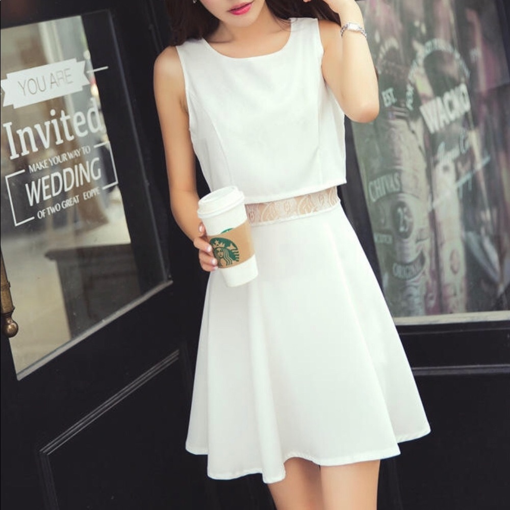 NWT— Mock Lace Two-Piece Sleeveless Dress